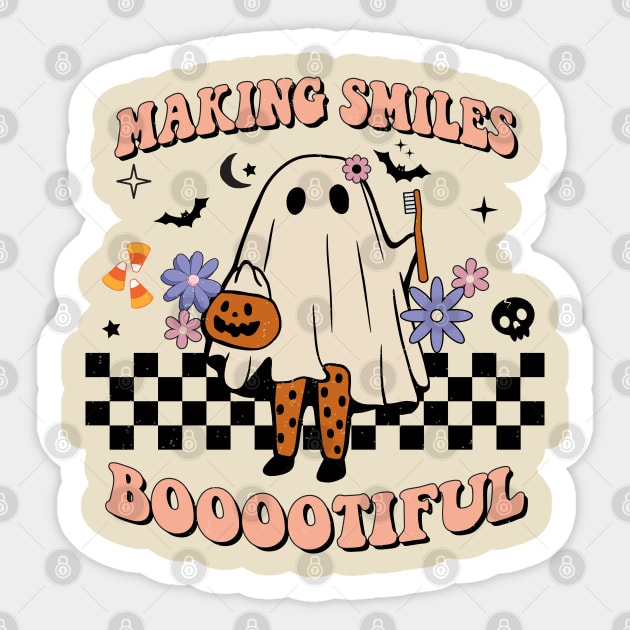 Retro Pediatric Dentist Halloween Spooky Dental Assistant Hygienist Sticker by Nisrine